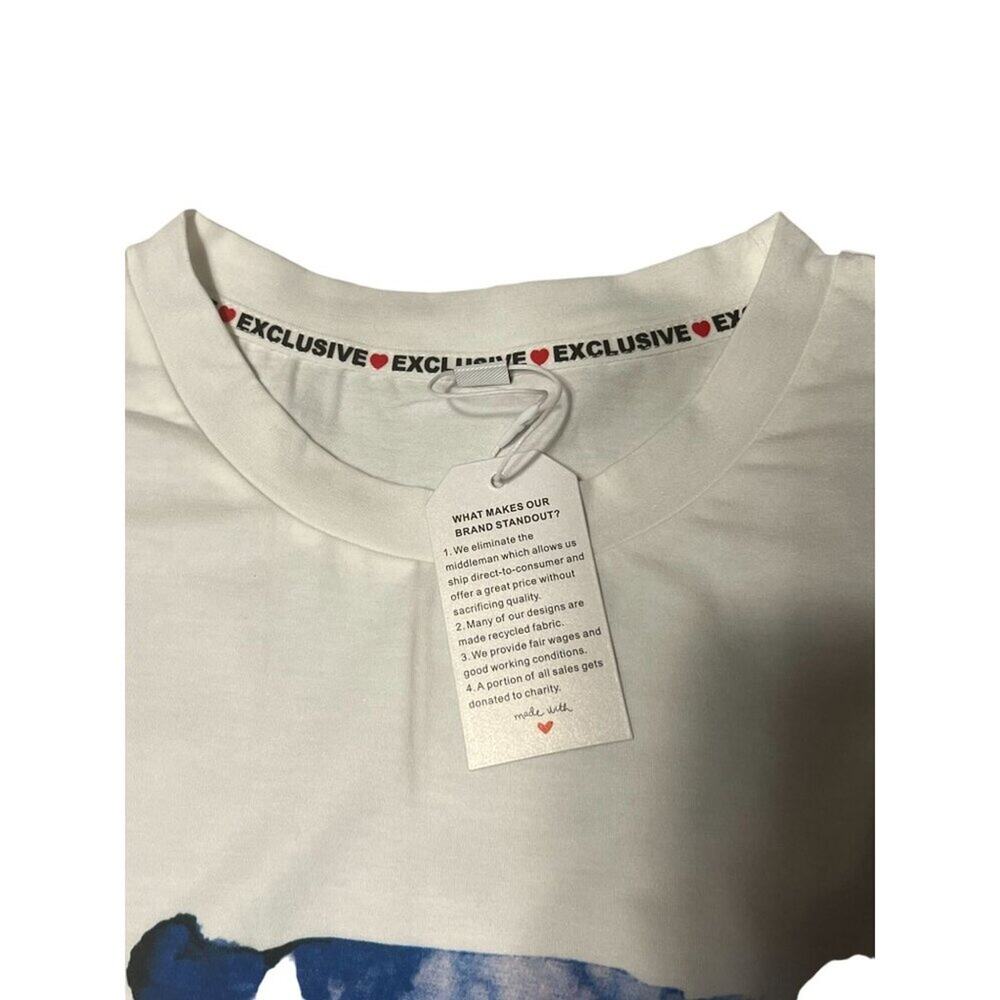 Watercolor Feather Graphic Casual T-shirt Women's Size XL Feather Print Short Sl - Picture 5 of 6